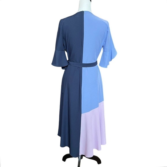 Hutch Pastel Colorblock Faux Wrap Midi Dress Blue Size 2 Mother's Day Wedding - Picture 6 of 12